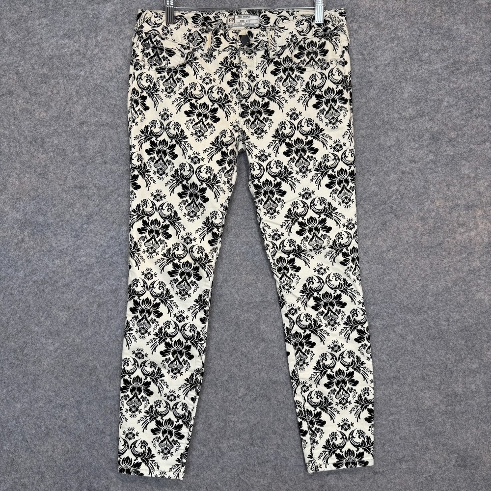 Free People Skinny Jeans Pants Womens 27 (Fits 28x26) Floral Damask Pattern
